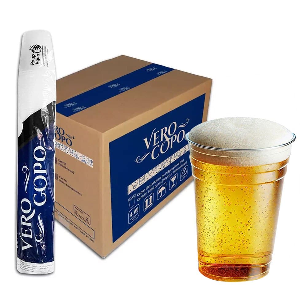 Copo Descartável Pp 300ml Transparente Resistente Festa Chopp Refrigerante 500 e 1000un