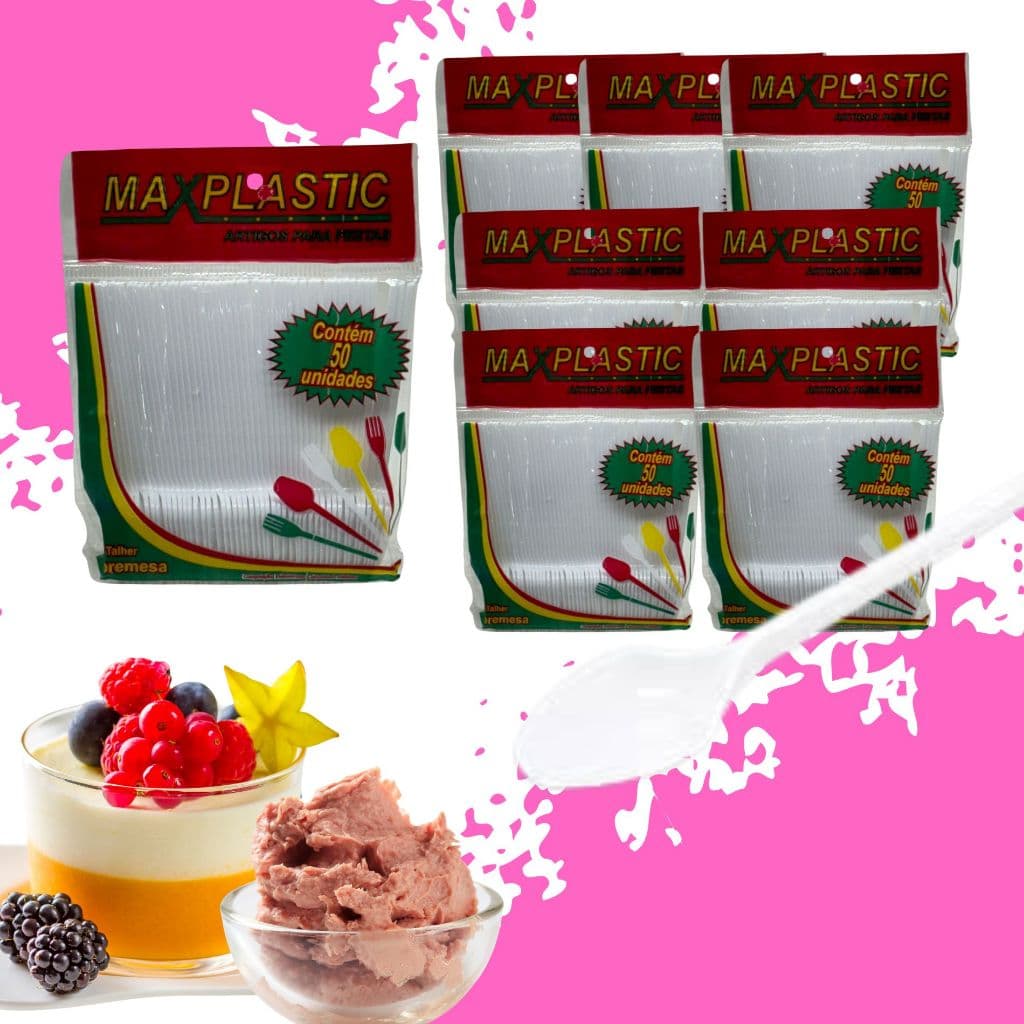 COLHERZINHA DESCARTAVEL PACOTE DE 500 UNIDADES COLHER DE SOBREMESA COR BRANCA PARA BOLOS, GELATINAS, MOUSSE