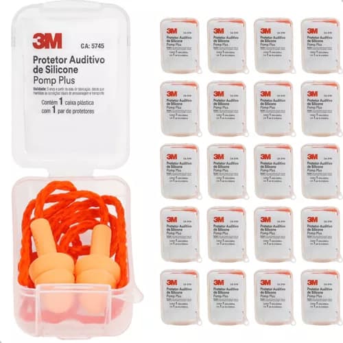 Kit 20 Protetor Auricular Auditivo Silicone Pomp Plus 3m Com Cordão
