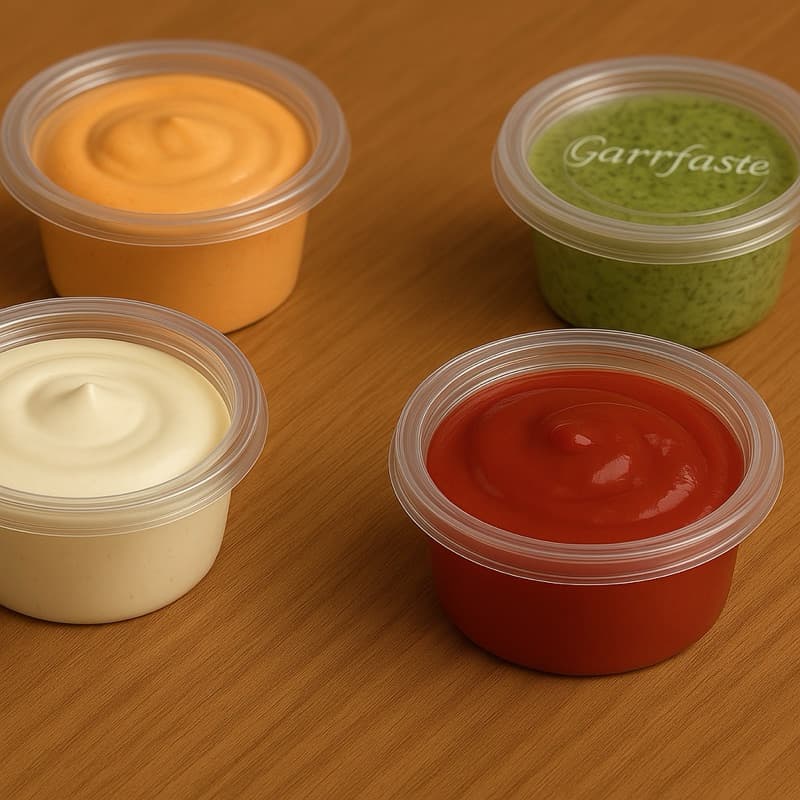 POTE PARA KETCHUP MOLHOS DELIVERY 100 UNIDADES COM TAMPA NA COR CRISTAL TRANSPARENTE