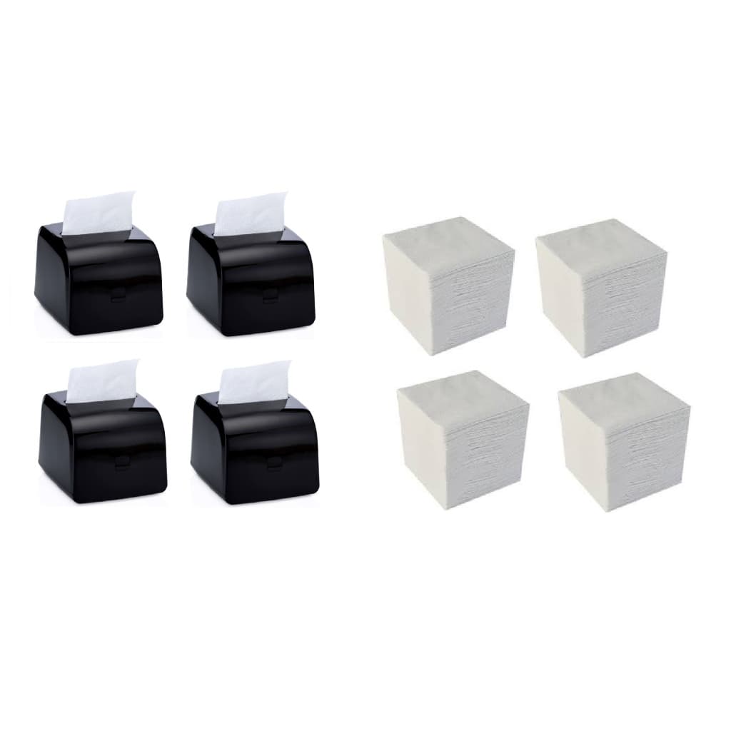 Kit 4 Porta Guardanapo Interfolha Preto + 1600 Folhas