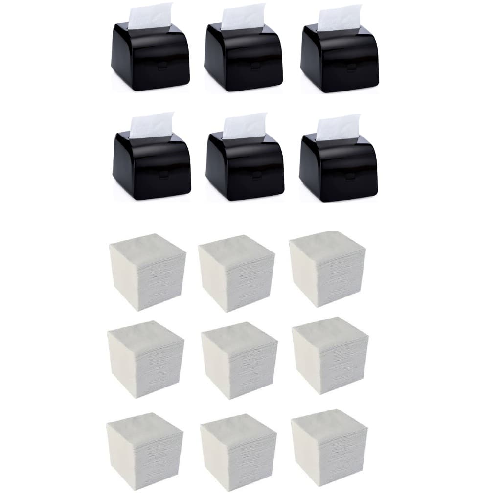 Kit 6 Porta Guardanapo Interfolha Preto + 4000 Guardanapos