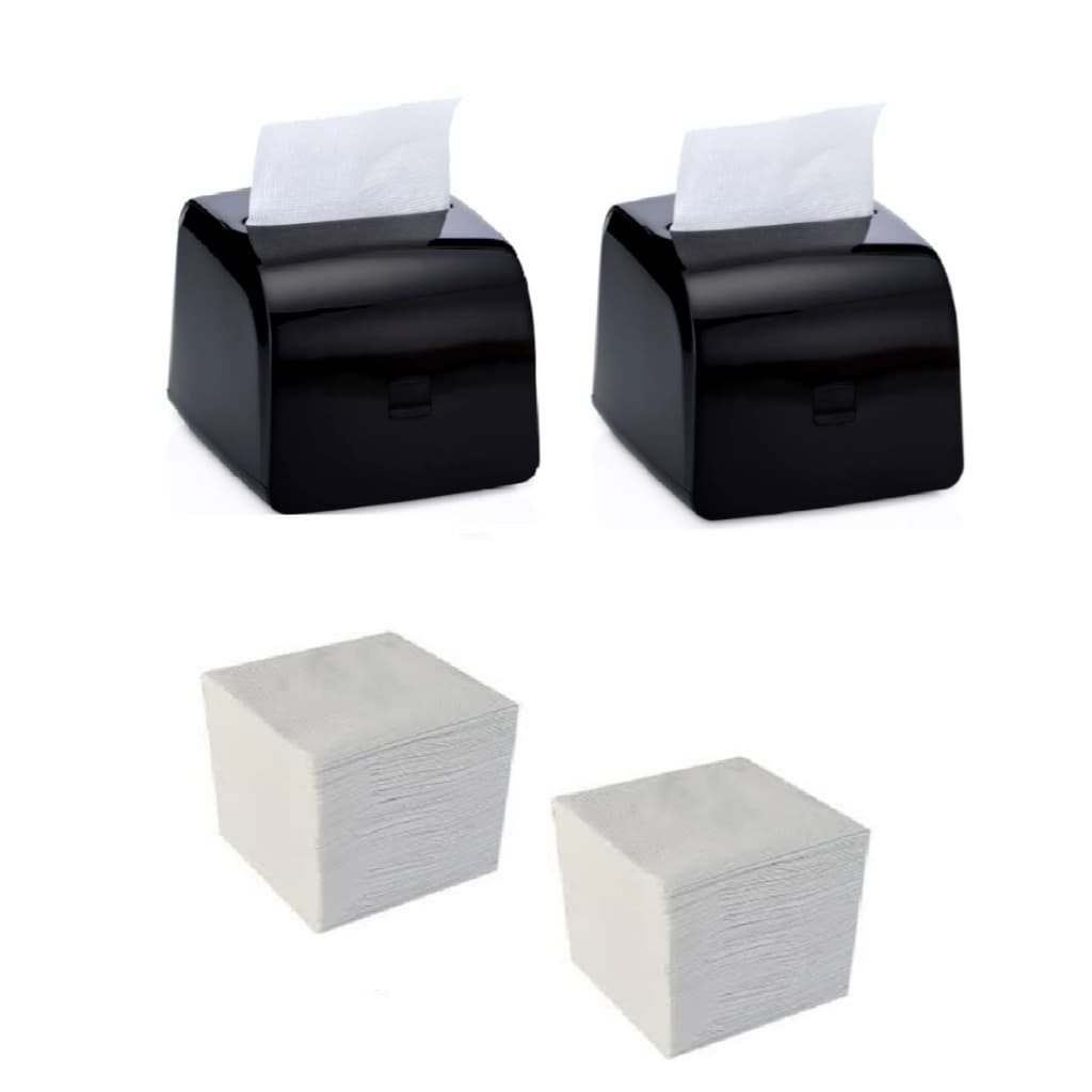 Kit 2 Porta Guardanapo Interfolha Preto + 800 Guardanapos