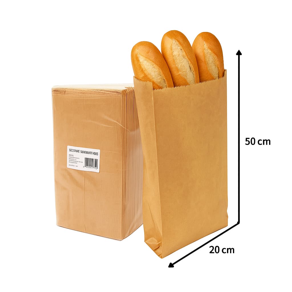 Saco de Papel Kraft 10kg 50x20cm – Pacote com 500un | Para Pão, Padaria, Panificadora e Delivery
