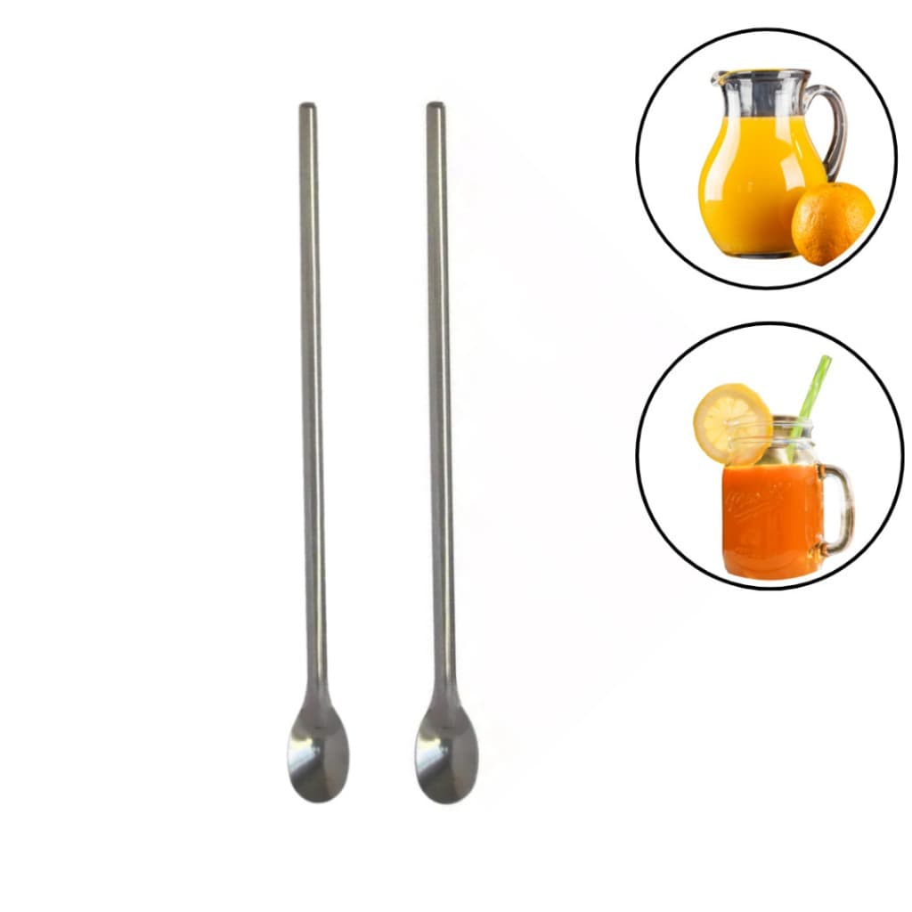 Kit 4 Colher Bailarina Para Mexer Suco 30 Cm Leite Copo Jarra Comprida Aço Inox Cozinha