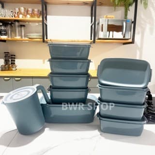 Kit 10 Peças Potes Hermético Retangular 1150ml + 3500ml Armazenamento de Alimentos e Jarra