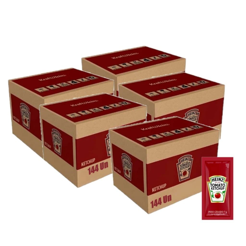 Ketchup Tradicional Heinz 144 Sachês De 7g 5 Caixas Fechadas