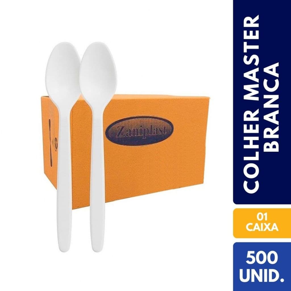 500 Unid Colher Branca Extra Forte Refeição Lanchonete Restaurante Marmita Descartável Econômica