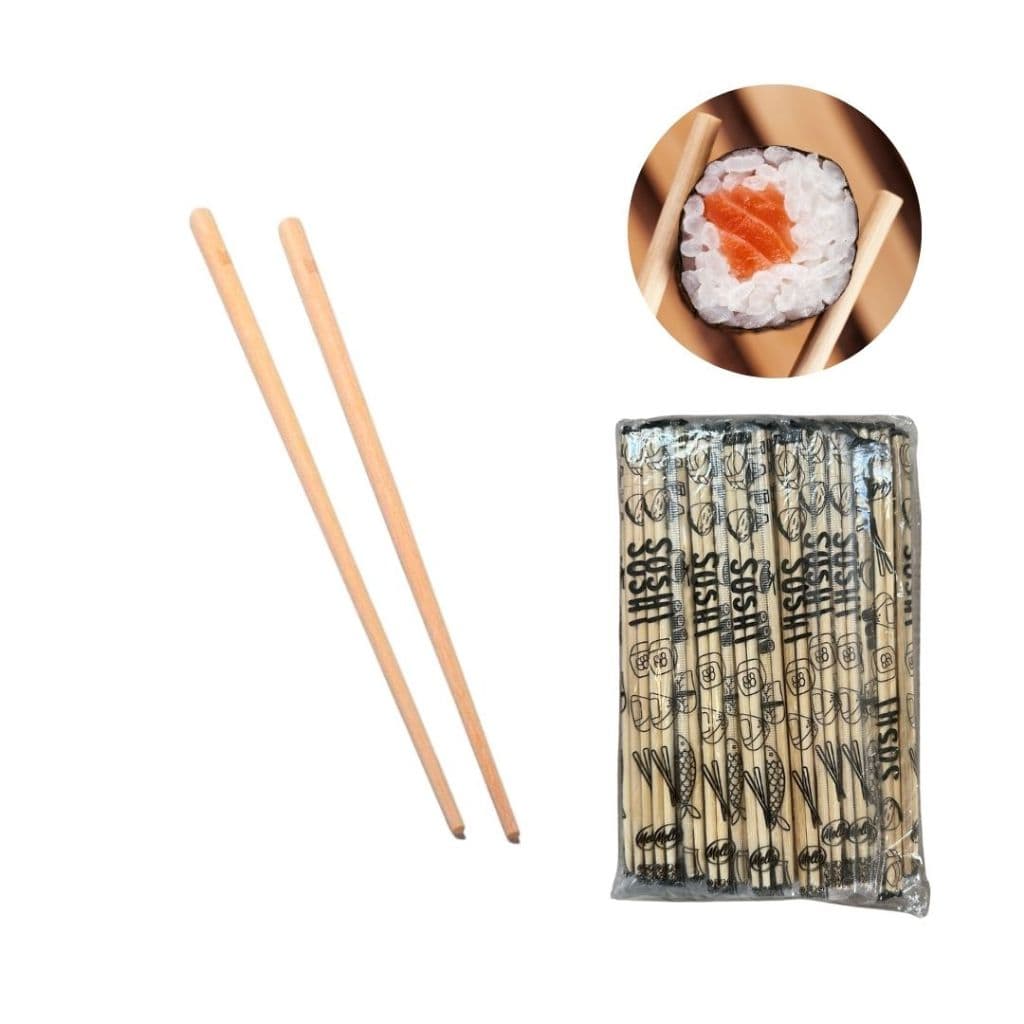 Kit 100 ou 200 Pares Hashi De Bambu 19cm Sushi Japonês Descartável
