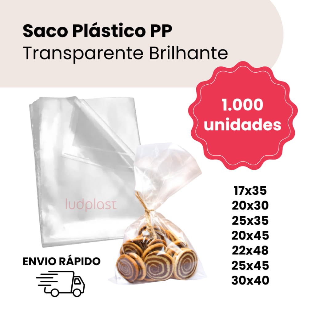 1000 un Saco Plástico PP Transparente 17x35 20x30 25x35 20x45 22x48 25x45 30x40