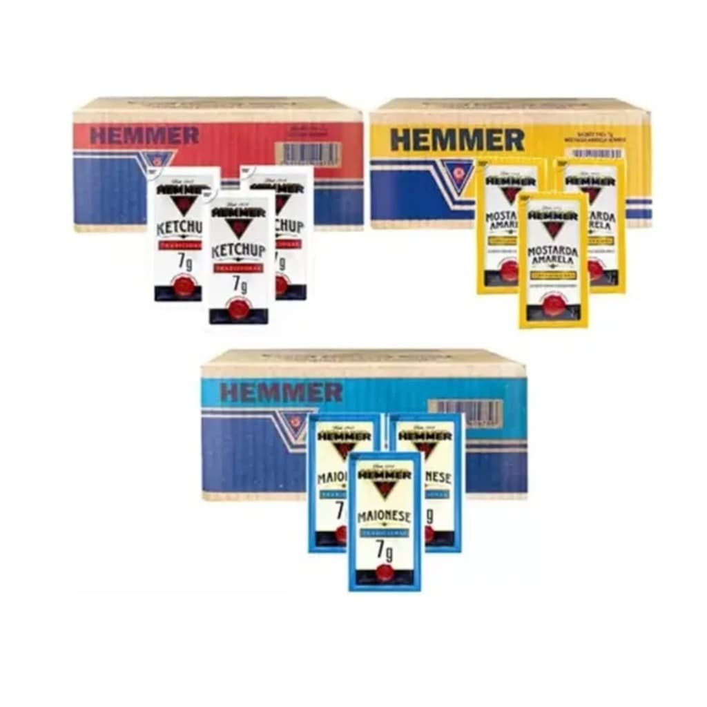 Kit Combo catchup,mostarda, maionese Hemmer Sache 7gr 01 Caixa de Cada