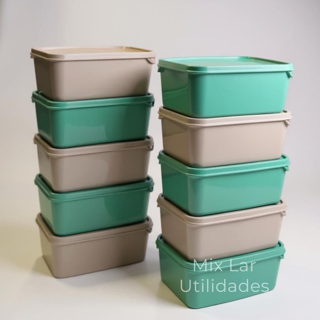 Kit de potes herméticos retangular 10 peças 1 litro para cozinha organizada