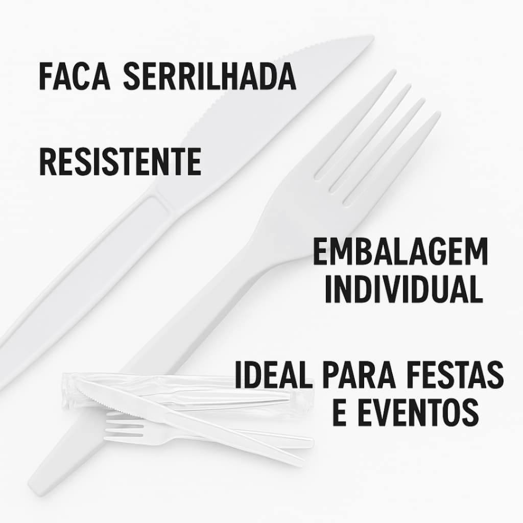 Garfo E Faca Kit C/ 50 Pares - Super Reforçado P/ Delivery e Eventos