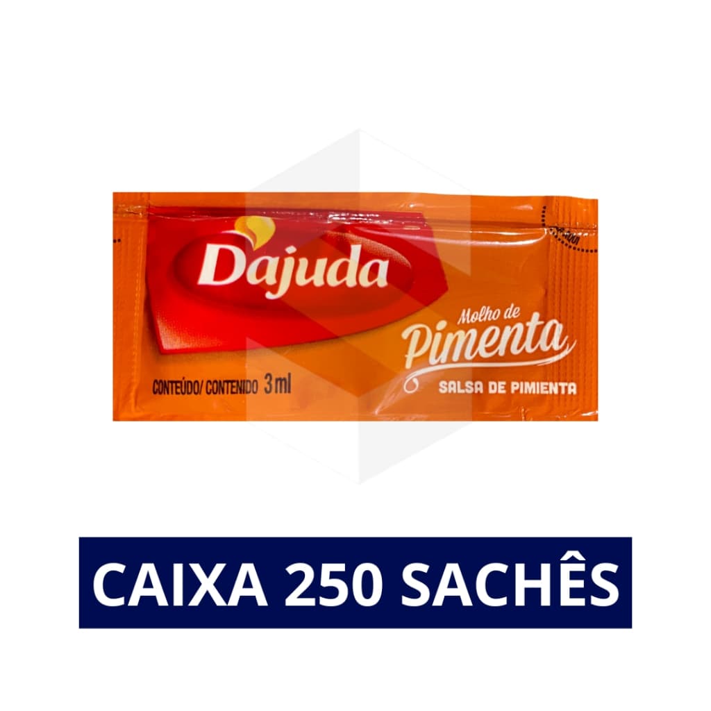 Caixa Molho de Pimenta Sachê Tradicional C/250x3ML D'ajuda