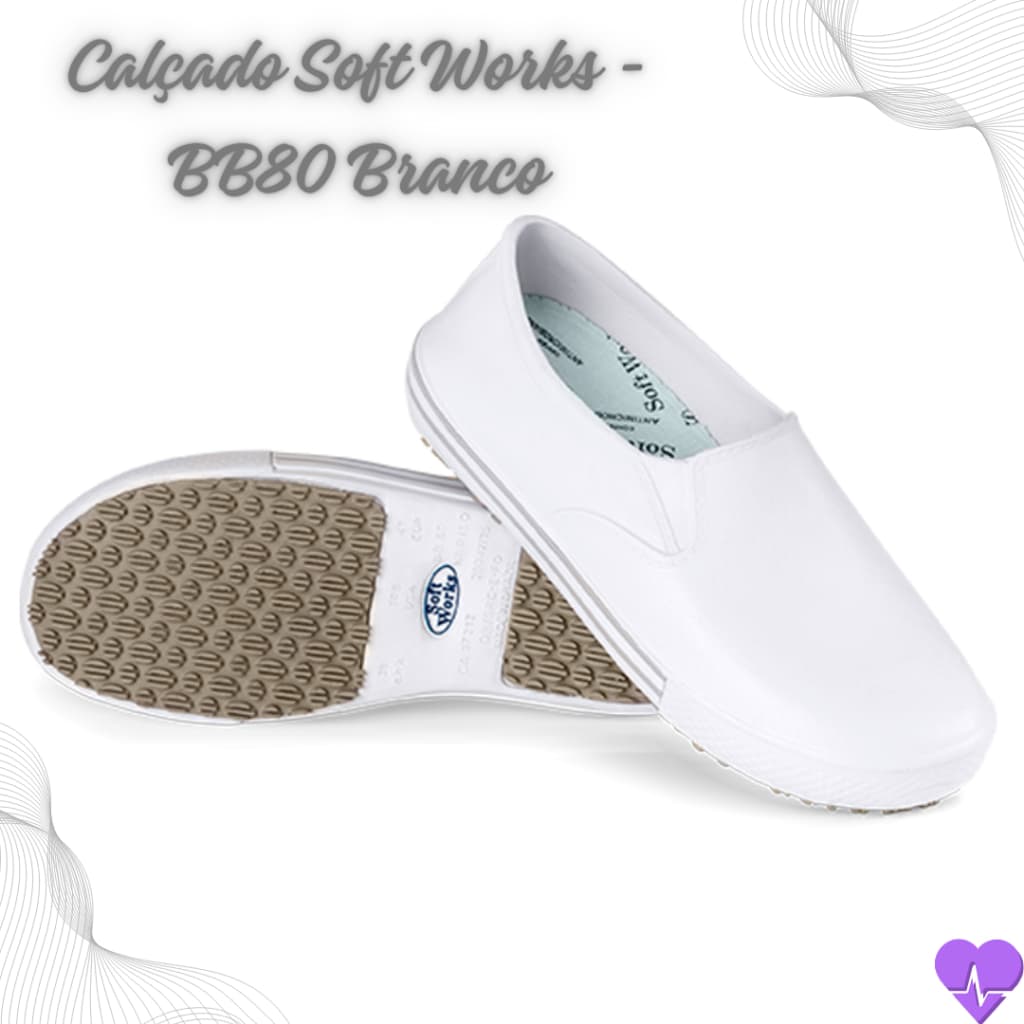 Calçado Branco para Enfermagem/Cozinha/Limpeza Antiderrapante e Emborrachado - Soft Works