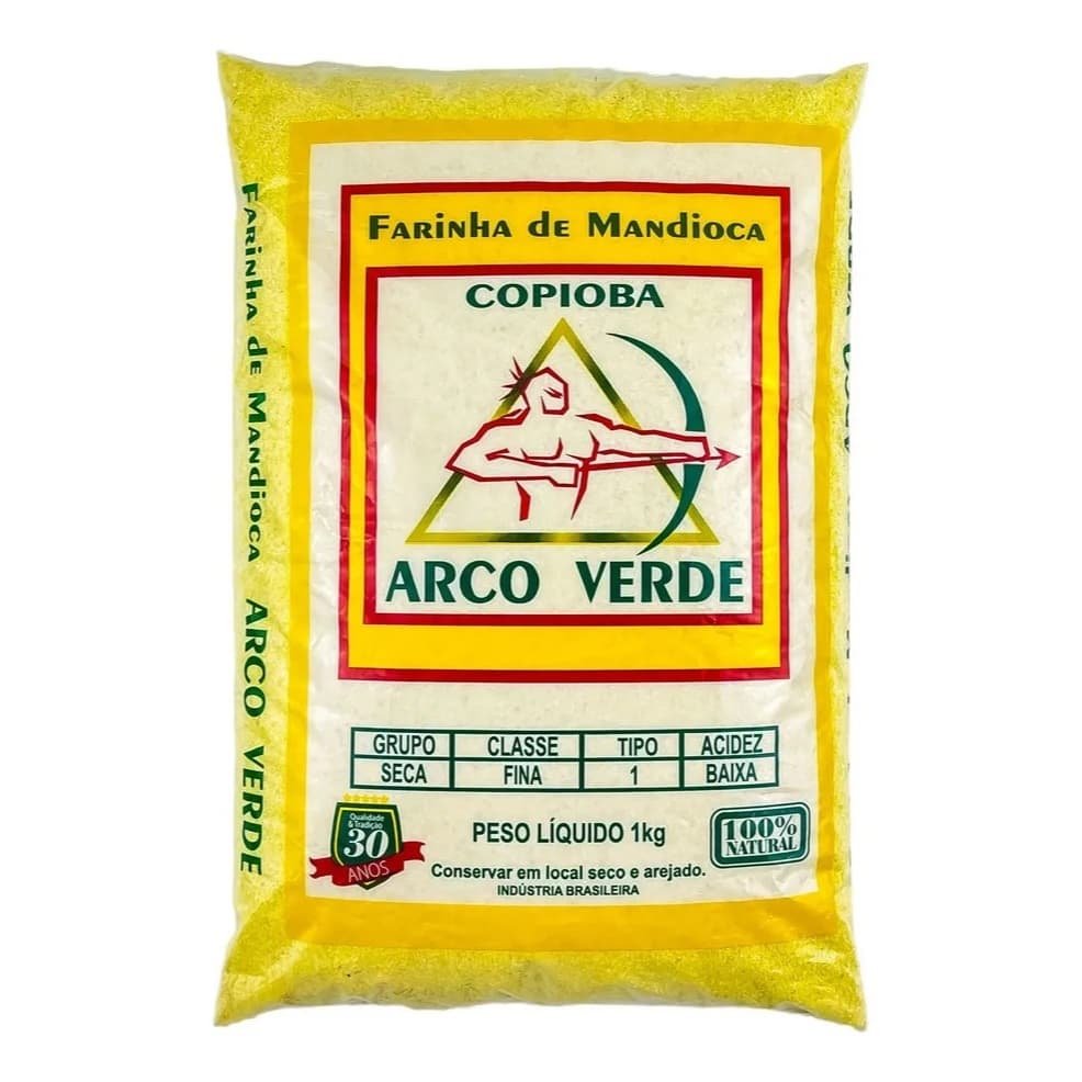 Farinha De Mandioca Copioba Amarela Fina Crocante Da Bahia 1 Kg Arco Verde Artesanal Original