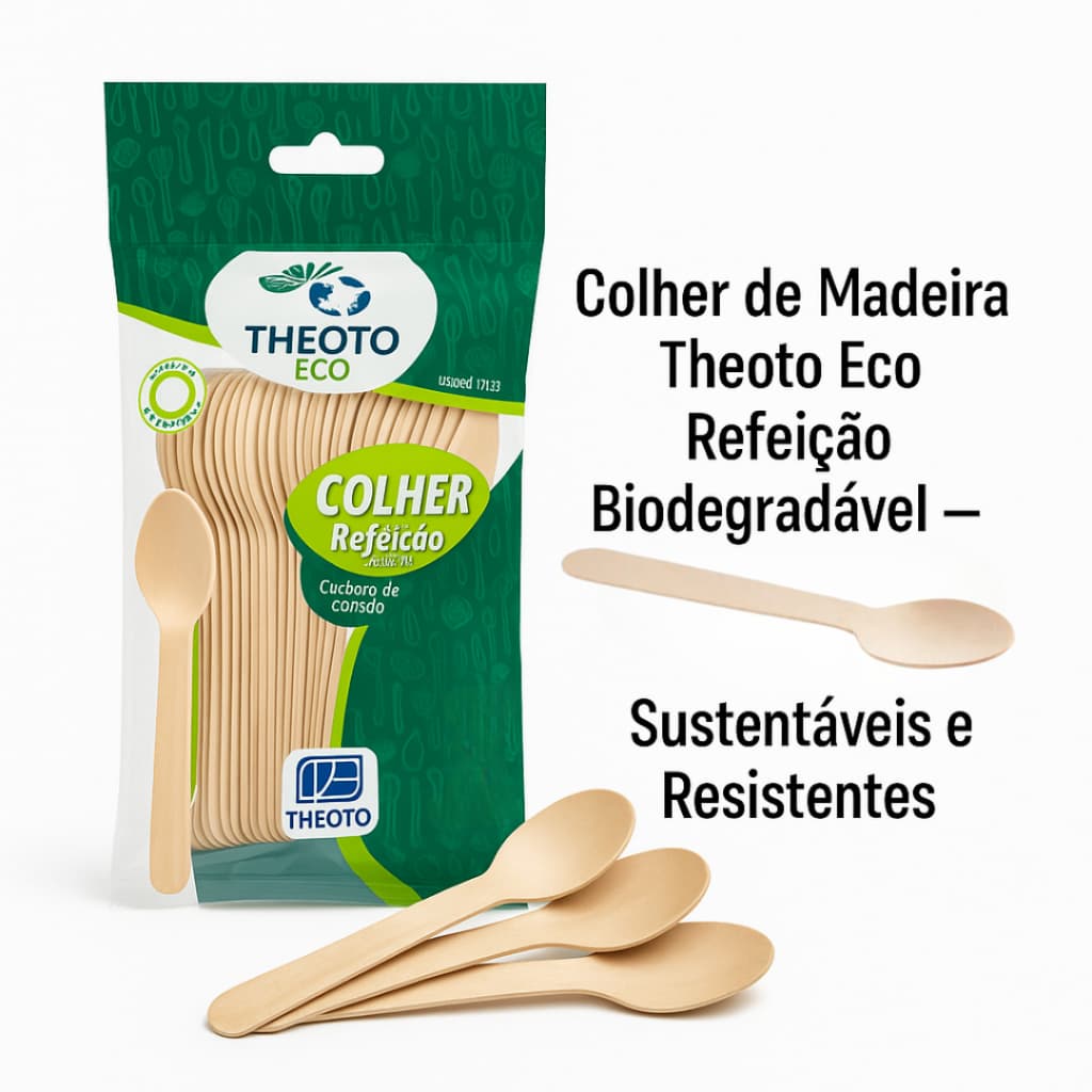 25 Colher Madeira Descartável Refeição Biodegradável 16cm - Ideal P/refeições e sobremesas