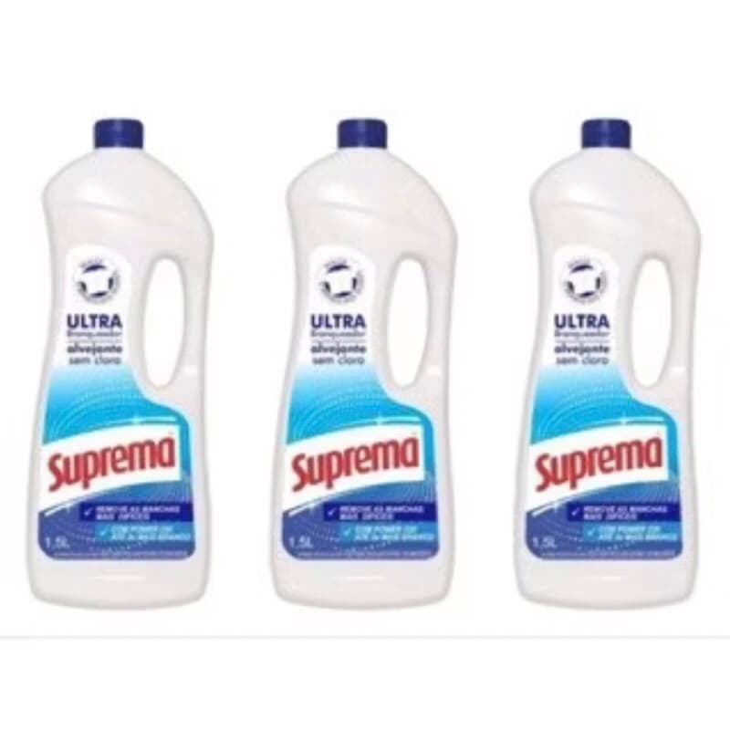 kit com 3 Alvejante de Roupas sem cloro Suprema Ultra Branqueador 1,5 L