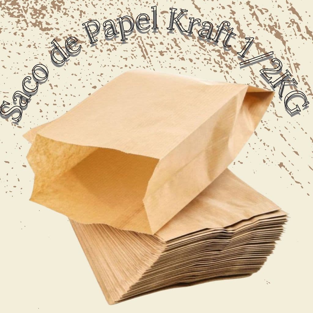 SACOS DE PAPEL KRAFT PARDO RESISTENTE 500 UNIDADES 21X9CM 1KG E MEIO IDEAL PARA PAES, LANCHES, DOCES, PADARIAS ETC