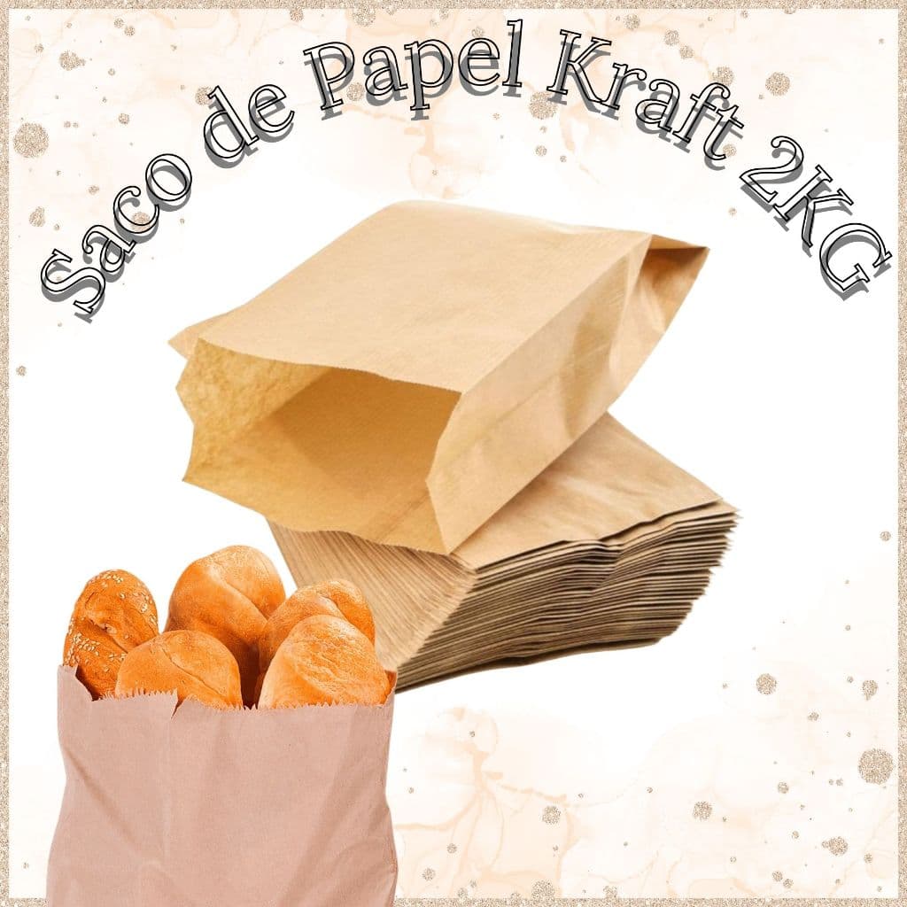 SACOS DE PAPEL KRAFT PARDO 30X14CM 2KG 100 UNIDADES IDEAL PARA PADARIAS, LANCHONETES, PAES, LANCHE ETC