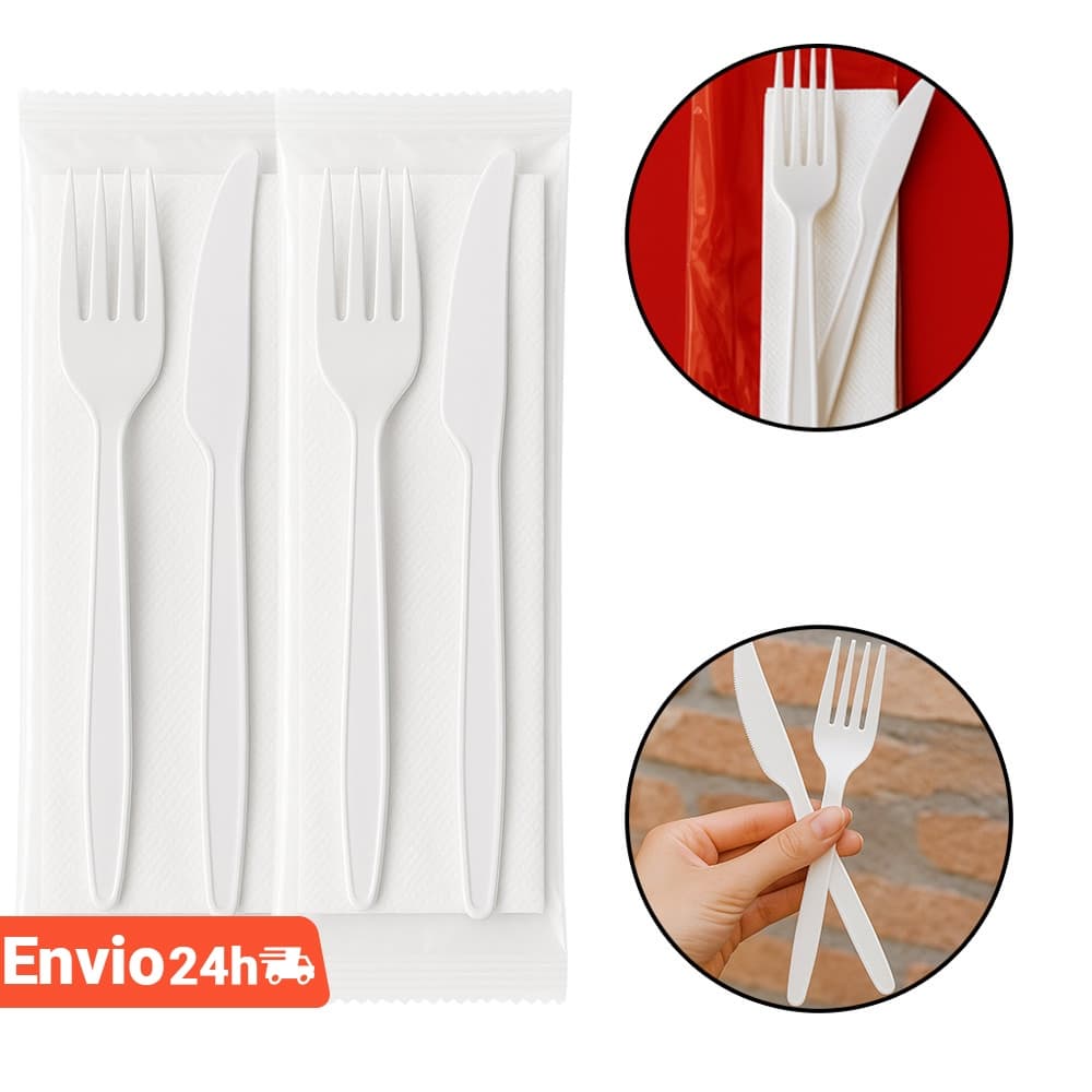 Kit Garfo Faca e Guardanapo Refeição Reforçado Branco 150un