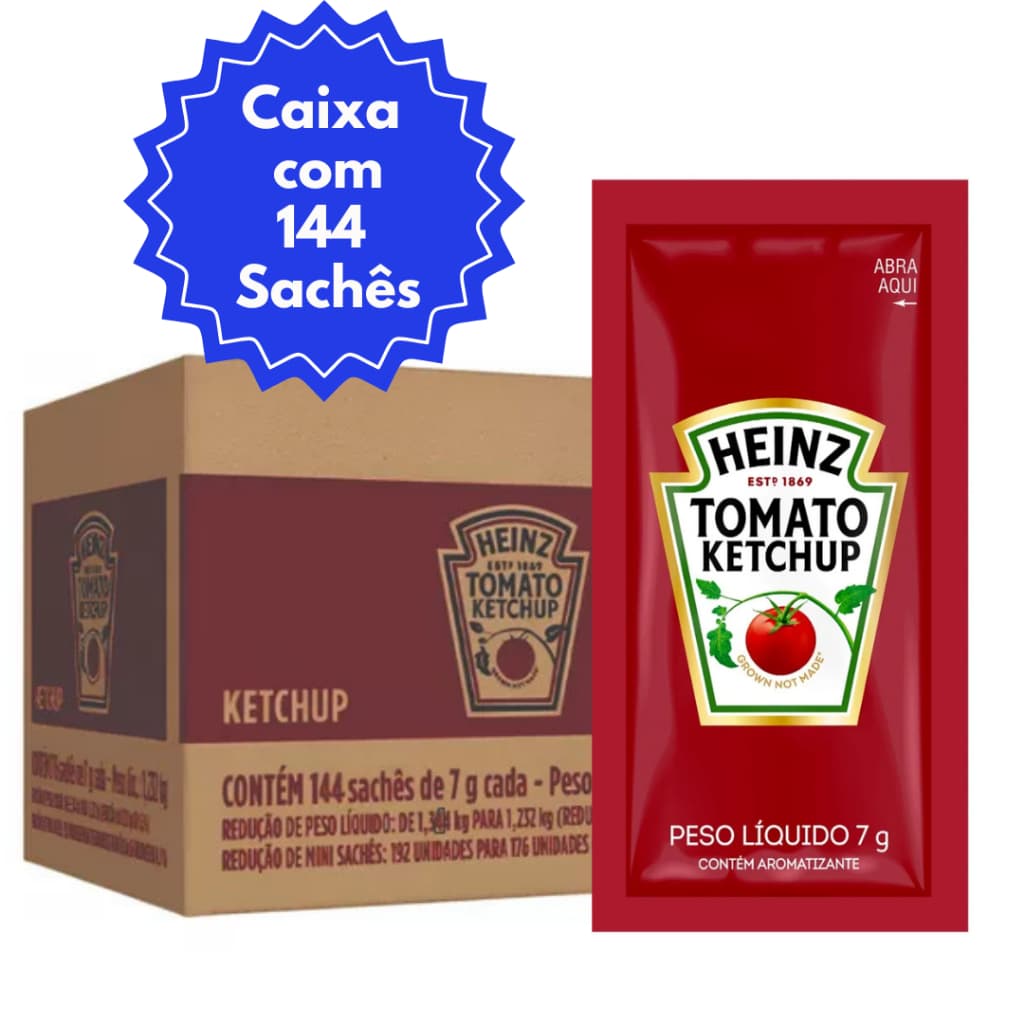 Ketchup Heinz Caixa 144 Sachês 7 gr