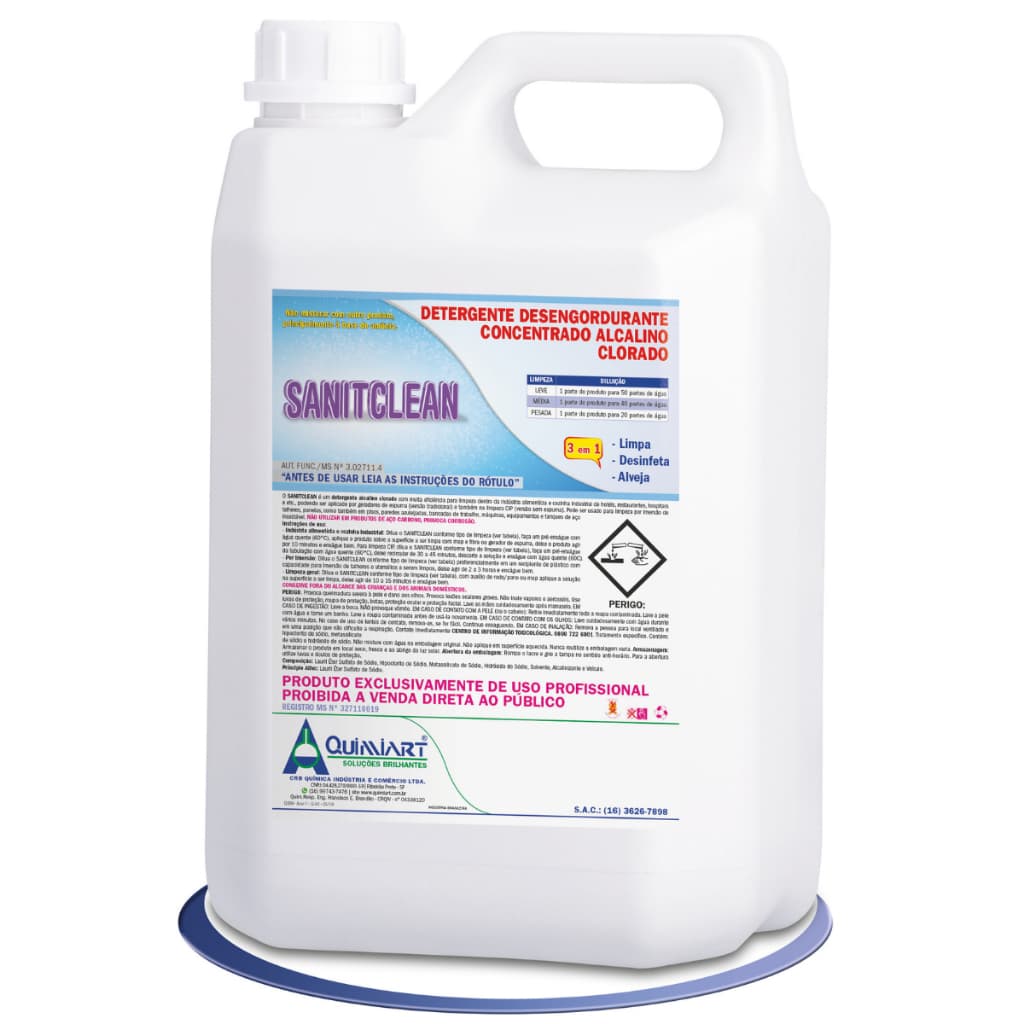 Detergente Higienizador Desengordurante Concentrado Com Cloro Para Cozinhas Industriais SanitClean