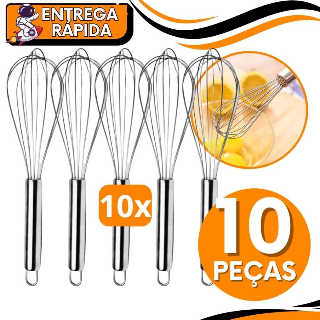 Batedor de Ovos Em Aço Inox Profissional 30 cm Fuê Fuet Fouet Gourmet Omelete Cozinha Massas Clara Receitas
