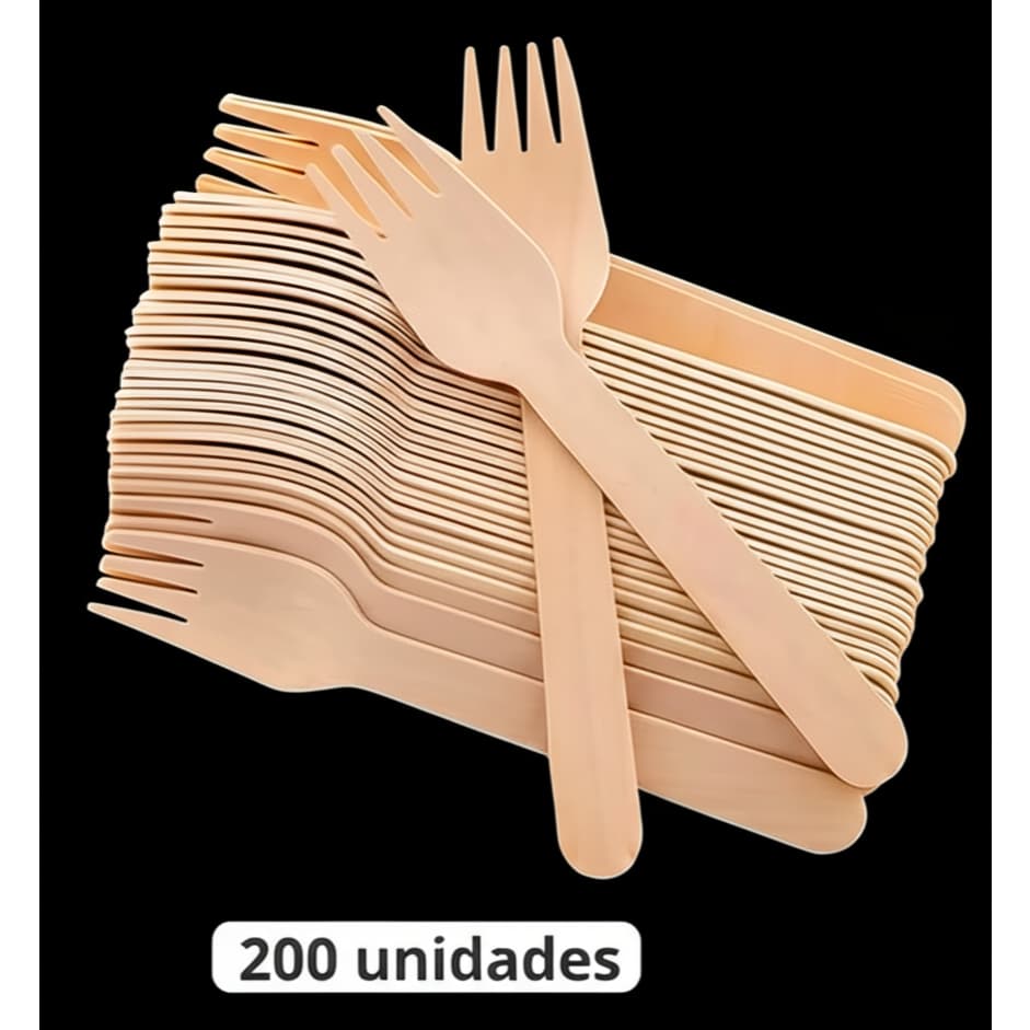 200 un Garfos de Madeira Descartável Biodegradável (granel) - Talge