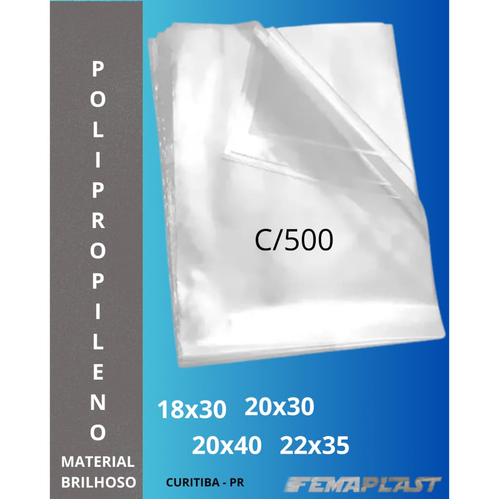 500un saco plástico PP (polipropileno) 18x30/20x30/20x40/22x35 brilhoso transparente para alimentos, bijuterias e mais
