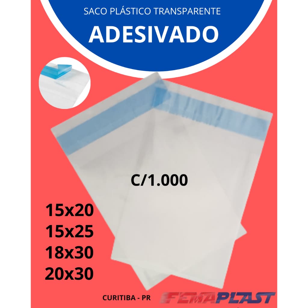 1000un saco plástico adesivado PP 15x20/15x25/18x30/20x30  p/alimentos, bijuterias, vestuário e mais