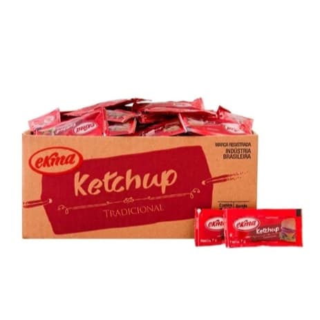 Sachê de Ketchup Ekma Caixa 168 Unidades – Molho de Tomate Individual, Food Service, Restaurantes