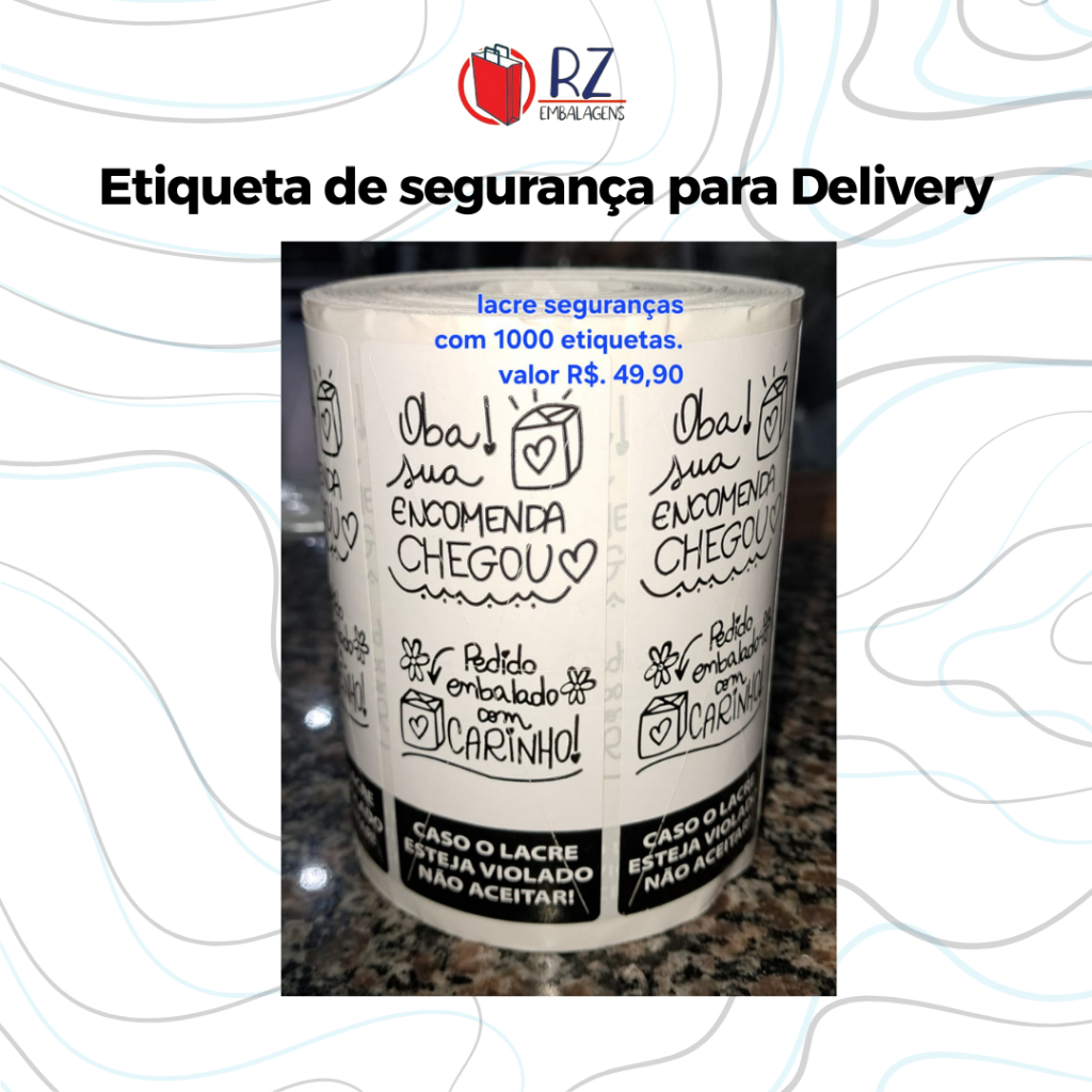 1000 Lacre de Segurança Adesivo Delivery Ifood Rappi Uber Eats
