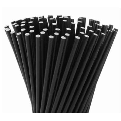 Canudo biodegradável de Papel Preto - (Pacote 100 unidades)