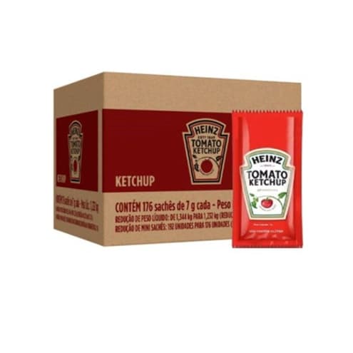 Ketchup Heinz Sachê Caixa Com 176 Sachês De 7g