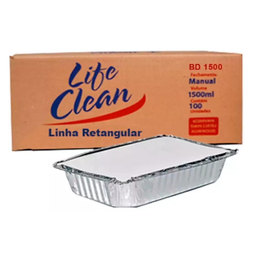 Bandeja De Aluminio Retangular 1500ml Descartavel 100 Unids