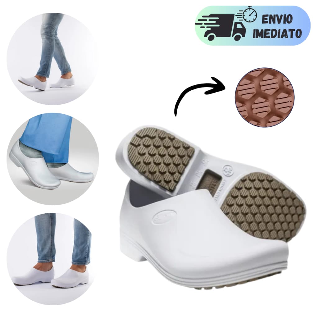 SAPATO DE SEGURANÇA ANTIDERRAPANTE CANADA STICKY SHOE MAN BRANCO PARA AÇOUGUE LIMPEZA COZINHA HOSPITAIS