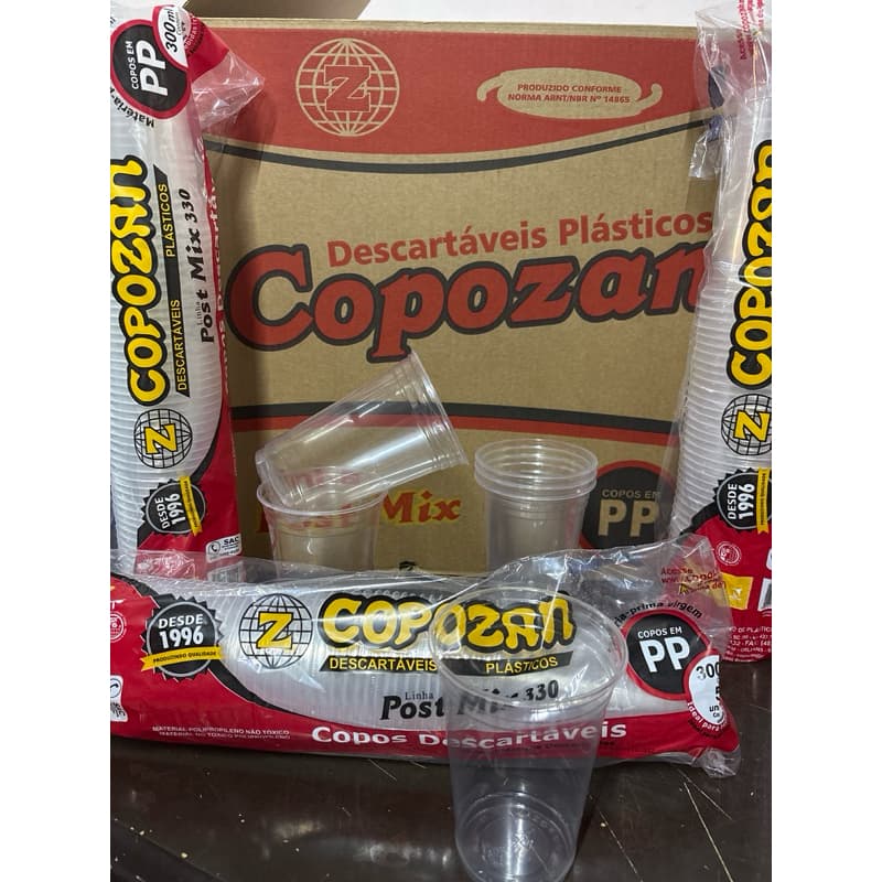 COPO LISO DESCARTÁVEL 300ML / 330ML PP -POST MIX COPOZAN, 500 UNIDADES.