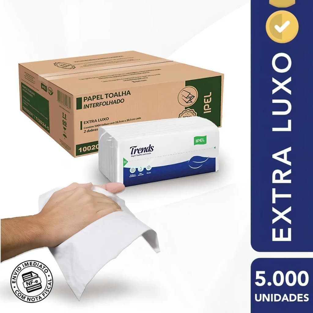 Papel Toalha Interfolha Banheiro Ipel Cx Com 5000 Folhas Dupla Luxo