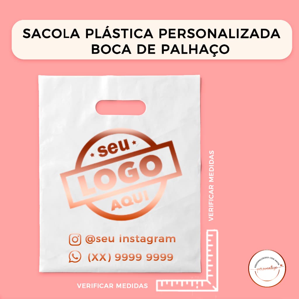 Sacolas Plásticas Personalizadas com Logo para Lojas l 100 Un l 16x22 / 20x30 / 30x40 / 40x50