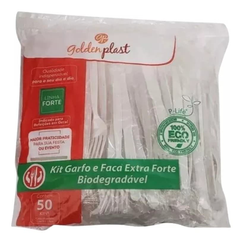 Kit 100 Pares Garfo E Faca Descartável Embalado Individuamlente Para Delivery