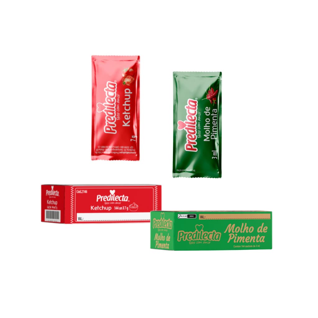 Kit Sache Ketchup e Pimenta Caixa Com 144 Unidades Cada
