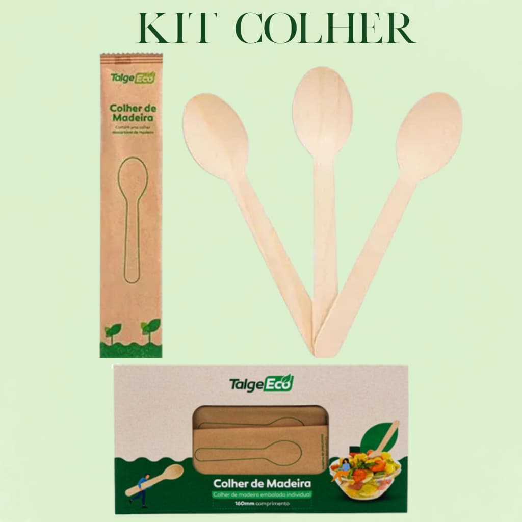 Kit Colher de Madeira Descartável Talge Biodegradavel Bambu para Doces Festas Lembrancinhas