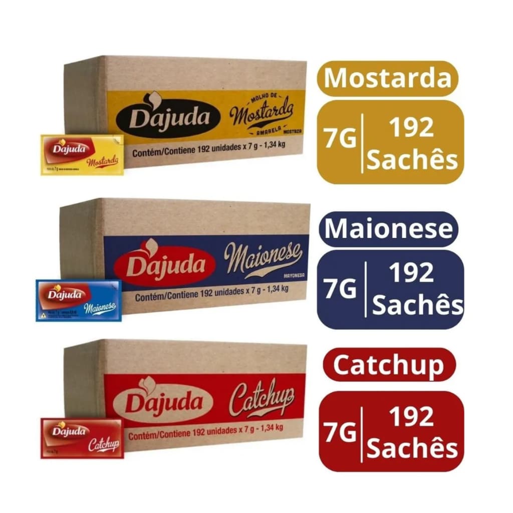 Kit Sache Catchup Mostarda Maionese D'ajuda 7g (1 caixa de Cada)