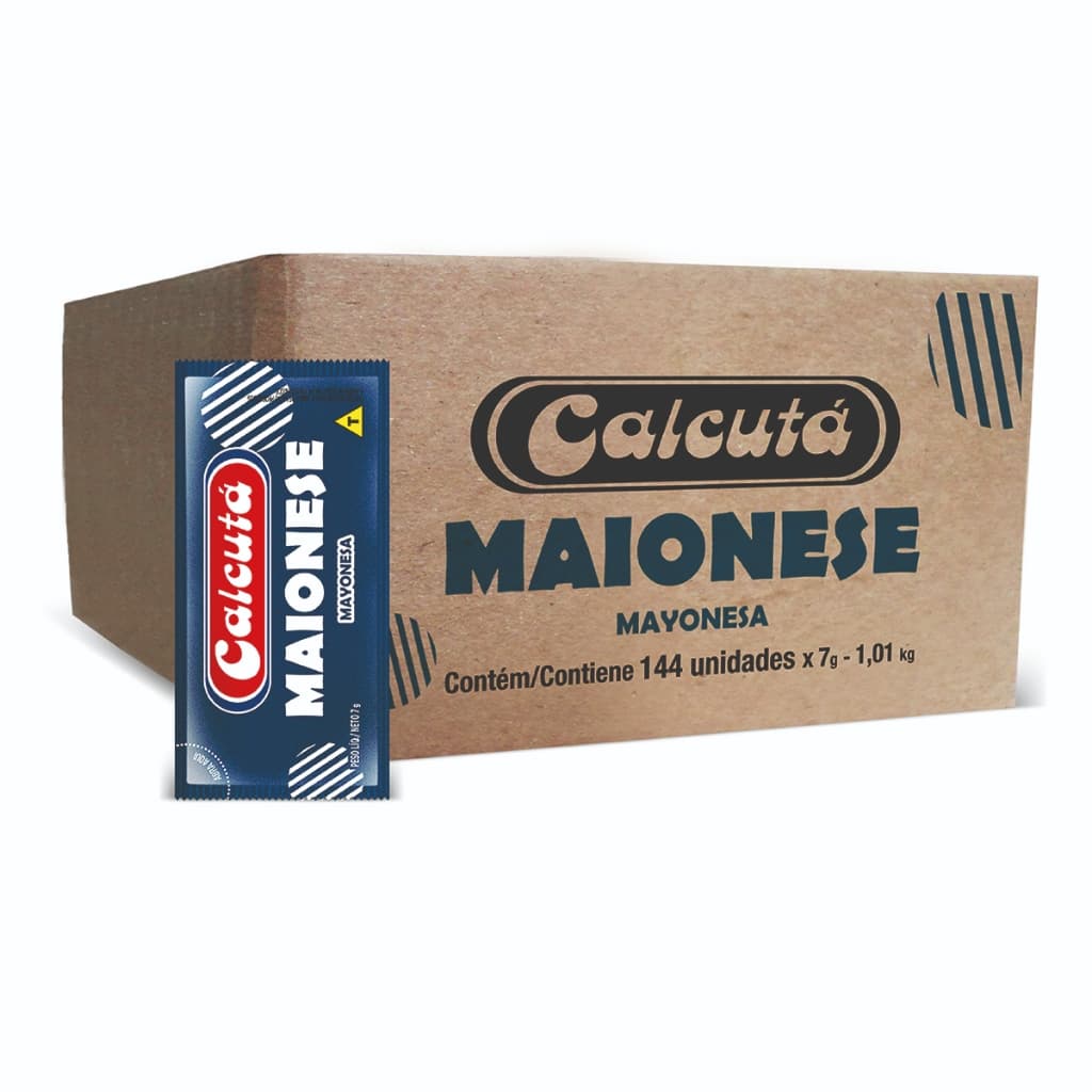 Maionese Tradicional em Sachê Calcutá 1 Caixa Fechada com 144 Unidade de 7g