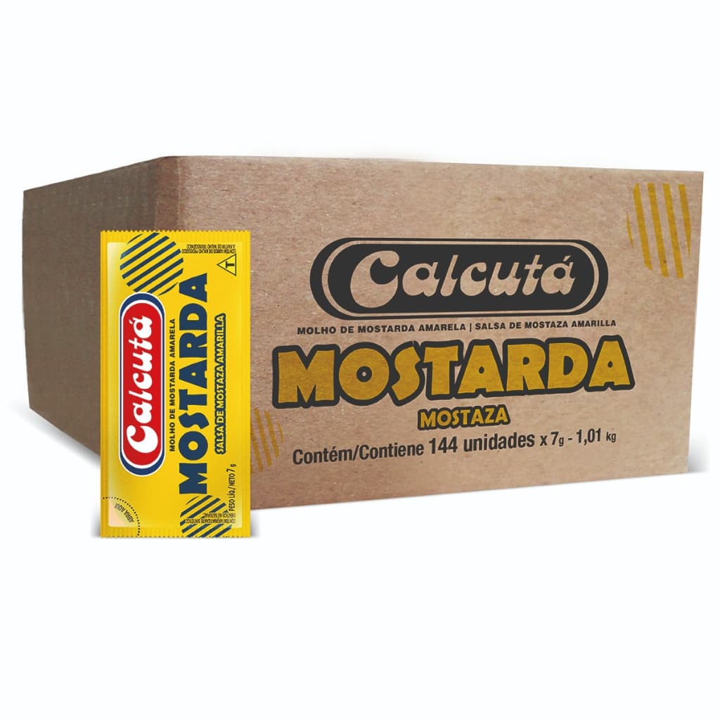 Mostarda Tradicional em Sachê Calcutá 1 Caixa Fechada com 144 Unidades de 7g