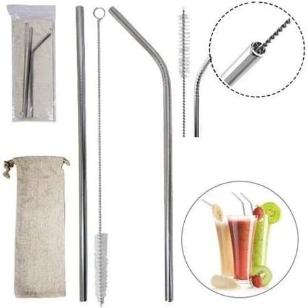 Canudos Aço Inox Reutilizável +escova Higiênica Top Kit com 2