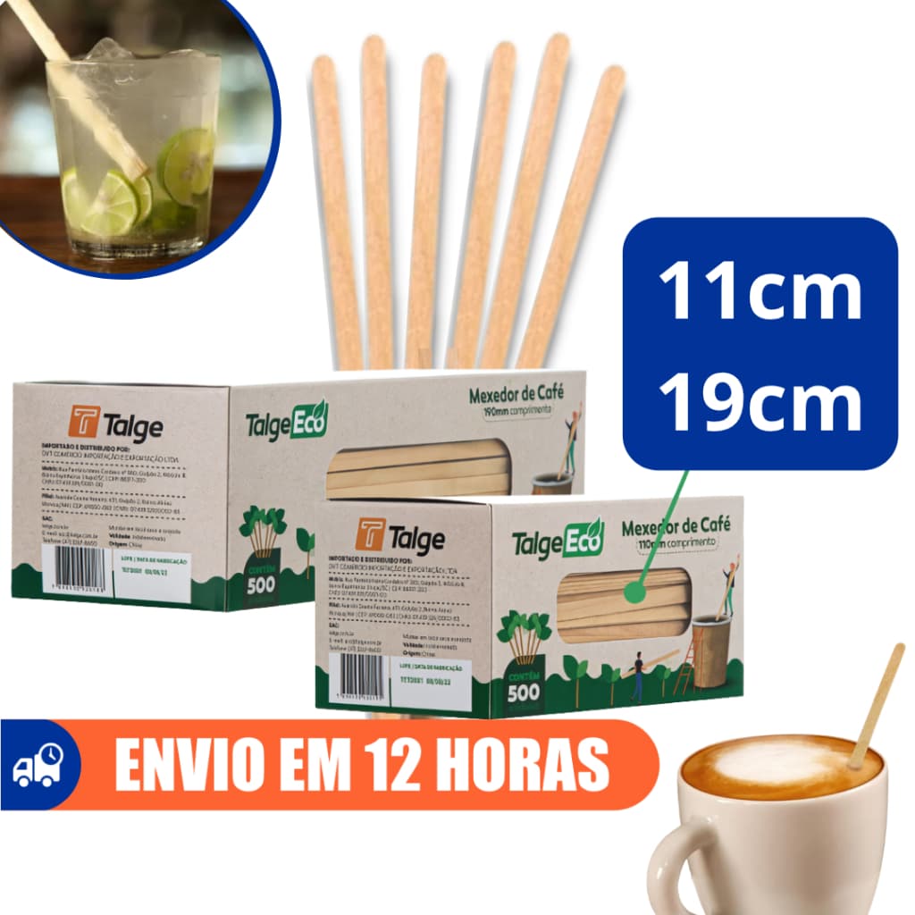 Mexedor Café de Madeira Ecológico 11 cm 19 cm 500un Talge