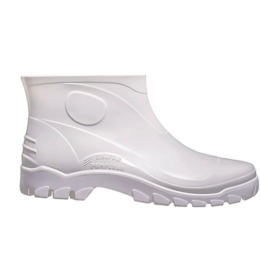 Bota Botinha Galocha PVC Branca Preta Cano Extra Curto Impermeável chuva