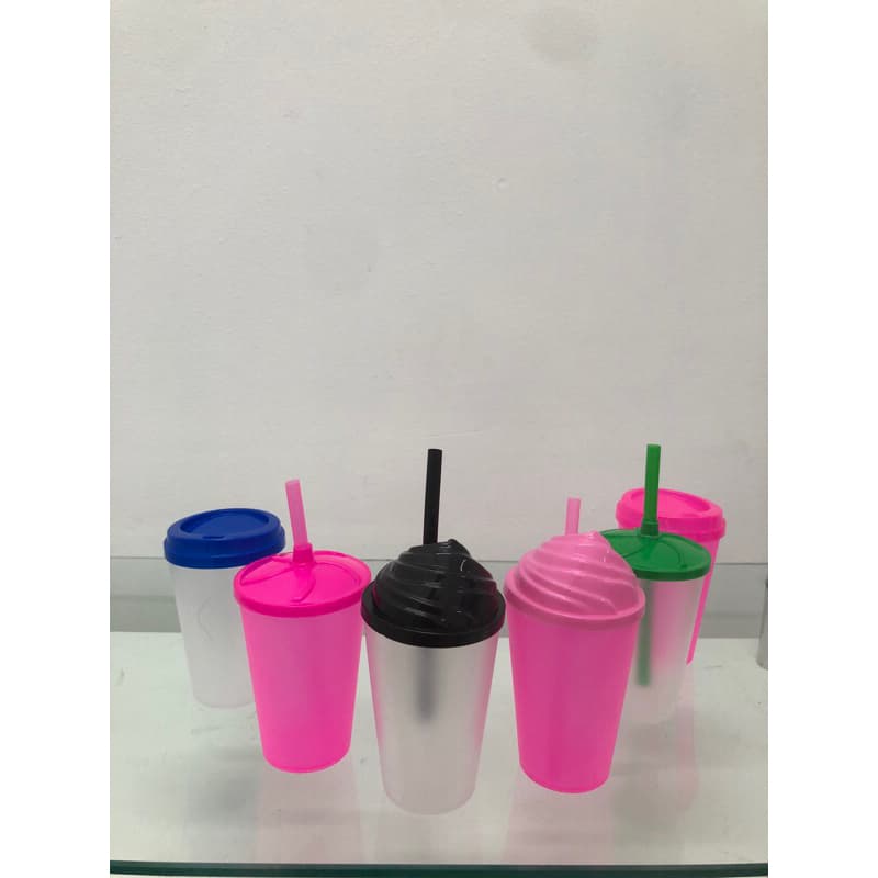 Copos ECO com Tampa 300ml Ecológico KIT 50 UNIDADES , Flexível, Não Quebra, Copo Plástico PP, Festa Infantil